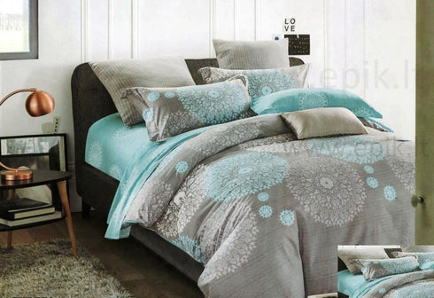 Satino medvilnės patalynės komplektas "Turquoise Fluff"